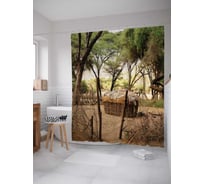Штора (занавеска) для ванной JoyArty "Деревенский быт" из сатена, 180х200 см с крючками, sc_20649