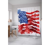 Штора (занавеска) для ванной JoyArty "Размытый флаг Америки" из сатена, 180х200 см с крючками, sc_20716
