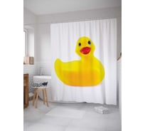 Штора (занавеска) для ванной JoyArty "Игрушка утенок" из сатена, 180х200 см с крючками, sc_23375