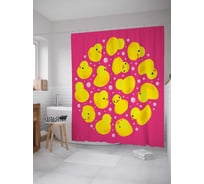 Штора (занавеска) для ванной JoyArty "Круг утят" из сатена, 180х200 см с крючками, sc_23371