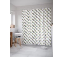 Штора (занавеска) для ванной JoyArty "Кактусы" из сатена, 180х200 см с крючками, sc_128623