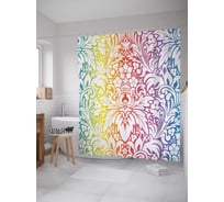 Штора (занавеска) для ванной JoyArty "Эскиз цветов" из сатена, 180х200 см с крючками, sc_29354
