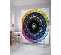 Штора (занавеска) для ванной JoyArty "Зодиакальный календарь" из сатена, 180х200 см с крючками, sc_18683