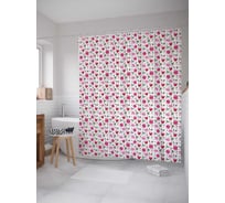 Штора (занавеска) для ванной JoyArty "Розовые и малиновые цветы" из сатена, 180х200 см с крючками, sc_262019