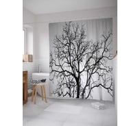 Штора (занавеска) для ванной JoyArty "Лесная печаль" из сатена, 180х200 см с крючками, sc_20660