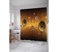 Штора (занавеска) для ванной JoyArty "Музыкальная волна" из сатена, 180х200 см с крючками, sc_29201