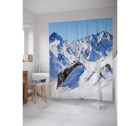 Штора (занавеска) для ванной JoyArty "Снежный верх" из сатена, 180х200 см с крючками, sc_20404