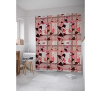 Штора (занавеска) для ванной JoyArty "Ветки с листьями" из сатена, 180х200 см с крючками, sc_20445