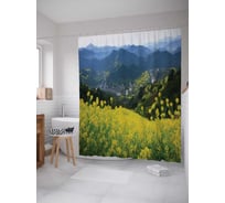 Штора (занавеска) для ванной JoyArty "Долина за городом" из сатена, 180х200 см с крючками, sc_20633