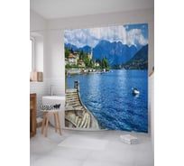 Штора (занавеска) для ванной JoyArty "Река омывает город" из сатена, 180х200 см с крючками, sc_20647