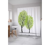 Штора (занавеска) для ванной JoyArty "Пара деревьев" из сатена, 180х200 см с крючками, sc_13467