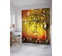 Штора (занавеска) для ванной JoyArty "Древо исцеления" из сатена, 180х200 см с крючками, sc_20162