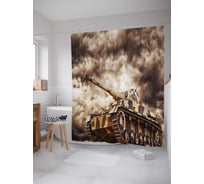 Штора (занавеска) для ванной JoyArty "Современный танк" из сатена, 180х200 см с крючками, sc_20147