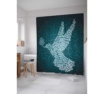 Штора (занавеска) для ванной JoyArty "Птица мира" из сатена, 180х200 см с крючками, sc_20155