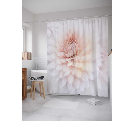 Штора (занавеска) для ванной JoyArty "Прикоснись к цветку" из сатена, 180х200 см с крючками, sc_268244 1