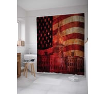 Штора (занавеска) для ванной JoyArty "Белый дом" из сатена, 180х200 см с крючками, sc_20726