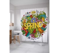 Штора (занавеска) для ванной JoyArty "Весняное счастье" из сатена, 180х200 см с крючками, sc_25671