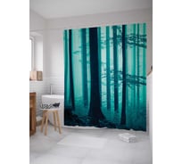 Штора (занавеска) для ванной JoyArty "Лесная туманность" из сатена, 180х200 см с крючками, sc_19646