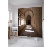 Штора (занавеска) для ванной JoyArty "Замковый переход" из сатена, 180х200 см с крючками, sc_17854