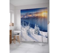 Штора (занавеска) для ванной JoyArty "Снежные ели" из сатена, 180х200 см с крючками, sc_20094