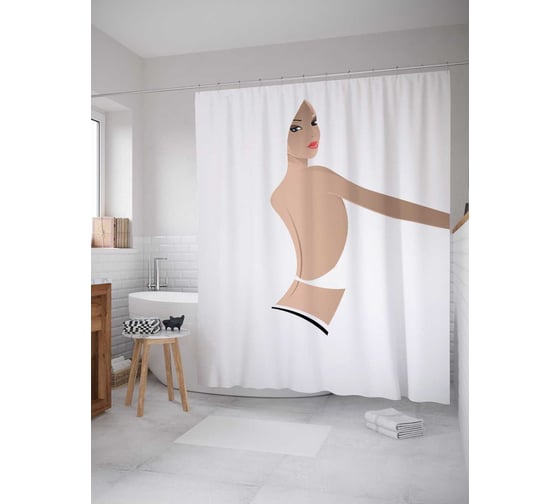 Штора (занавеска) для ванной JoyArty "Женская тайна" из сатена, 180х200 см с крючками, sc_23792 1