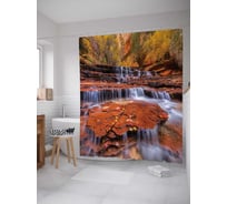 Штора (занавеска) для ванной JoyArty "Водопадная фантазия" из сатена, 180х200 см с крючками, sc_20759