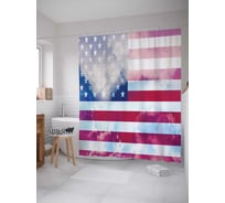 Штора (занавеска) для ванной JoyArty "Облака на флаге америки" из сатена, 180х200 см с крючками, sc_20723