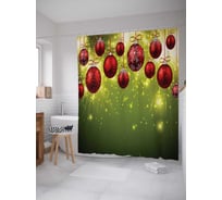 Штора (занавеска) для ванной JoyArty "Висячие шарики" из сатена, 180х200 см с крючками, sc_20074