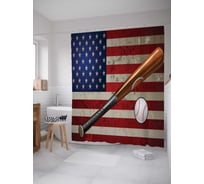 Штора (занавеска) для ванной JoyArty "Баскетбольная победа" из сатена, 180х200 см с крючками, sc_20725