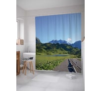 Штора (занавеска) для ванной JoyArty "Горная трасса" из сатена, 180х200 см с крючками, sc_20852