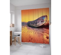 Штора (занавеска) для ванной JoyArty "Брошенная лодка" из сатена, 180х200 см с крючками, sc_20521