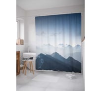 Штора (занавеска) для ванной JoyArty "Горы-невидимки" из сатена, 180х200 см с крючками, sc_21255