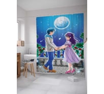 Штора (занавеска) для ванной JoyArty "Романтика при луне" из сатена, 180х200 см с крючками, sc_23804