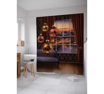 Штора (занавеска) для ванной JoyArty "Праздничное настроение" из сатена, 180х200 см с крючками, sc_20048