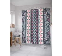 Штора (занавеска) для ванной JoyArty "Ромбовидная вышивка" из сатена, 180х200 см с крючками, sc_26723