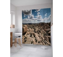 Штора (занавеска) для ванной JoyArty "Каменистая пустыня" из сатена, 180х200 см с крючками, sc_20761