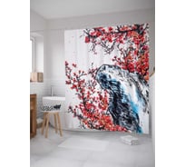 Штора (занавеска) для ванной JoyArty "Цветочный восторг" из сатена, 180х200 см с крючками, sc_19980