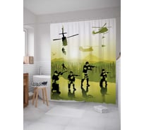 Штора (занавеска) для ванной JoyArty "Спецотряд в действии" из сатена, 180х200 см с крючками, sc_252689