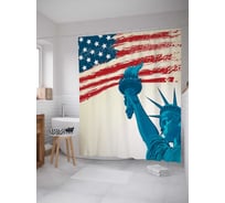 Штора (занавеска) для ванной JoyArty "Свободная Америка" из сатена, 180х200 см с крючками, sc_20682