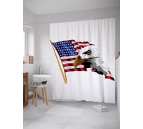 Штора (занавеска) для ванной JoyArty "Орел на флаге америки" из сатена, 180х200 см с крючками, sc_20696