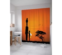 Штора (занавеска) для ванной JoyArty "Африканская мама" из сатена, 180х200 см с крючками, sc_23278