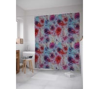 Штора (занавеска) для ванной JoyArty "Лепестки мозаики" из сатена, 180х200 см с крючками, sc_26294