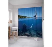 Штора (занавеска) для ванной JoyArty "Золотое плавание" из сатена, 180х200 см с крючками, sc_12247