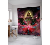 Штора (занавеска) для ванной JoyArty "Коты у пирамиды" из сатена, 180х200 см с крючками, sc_20951