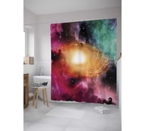 Штора (занавеска) для ванной JoyArty "Далекая галактика" из сатена, 180х200 см с крючками, sc_10040