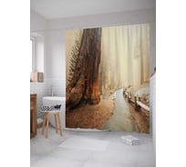 Штора (занавеска) для ванной JoyArty "Туманная тропинка" из сатена, 180х200 см с крючками, sc_21521