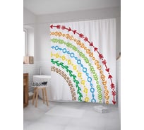 Штора (занавеска) для ванной JoyArty "Полукруги с узорами и стрелами" из сатена, 180х200 см с крючками, sc_15284