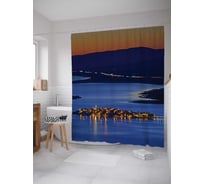 Штора (занавеска) для ванной JoyArty "Ночной остров" из сатена, 180х200 см с крючками, sc_20854