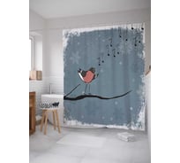 Штора (занавеска) для ванной JoyArty "Песня птиц" из сатена, 180х200 см с крючками, sc_21425
