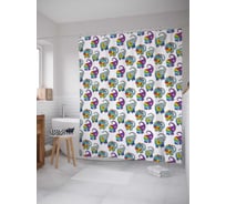 Штора (занавеска) для ванной JoyArty "Слоны с радужным окрасом" из сатена, 180х200 см с крючками, sc_12620